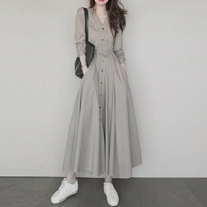 【話題沸騰中】シングルブレストシャツワンピース