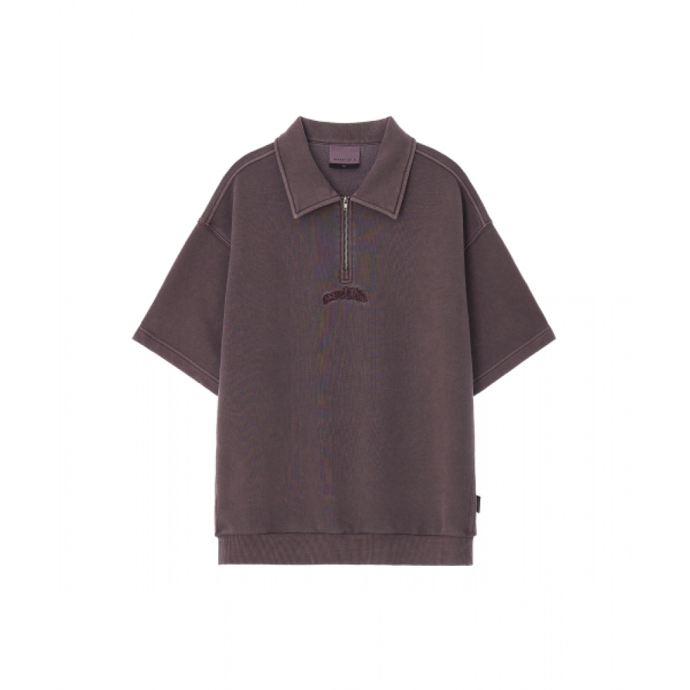 1993STUDIOピグメントハーフジップアップスウェットシャツ_パープルグレー