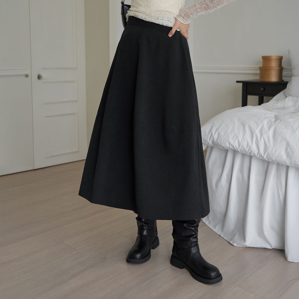 ロヘブスパンバンディングフレアロングスカート