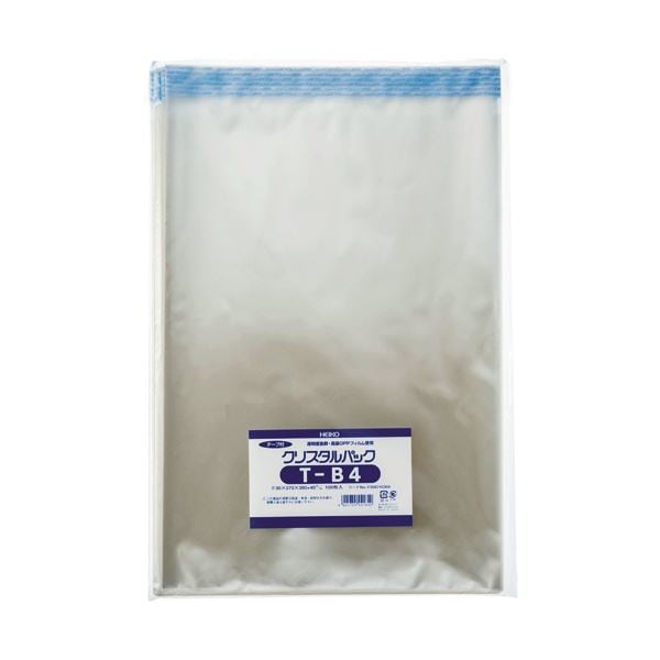 （まとめ）HEIKO クリスタルパックT（テープ付）T-B4 0.03270380+40mm #6743300 1パック（100枚）5セット