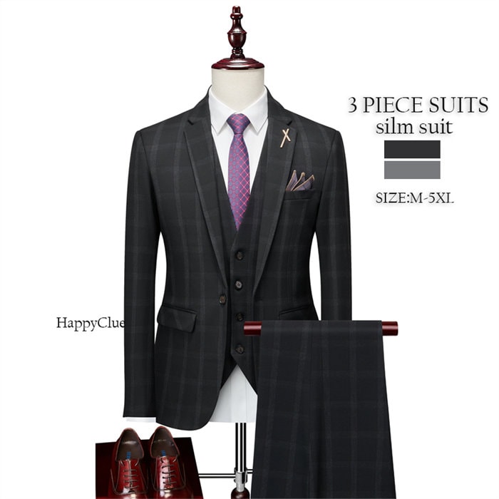 メンズスーツ 男性 タキシード 3ピーススーツ パンツスーツ チェック柄 一つボタン メンズ スーツ 礼服 紳士服 フォーマルスーツ ビジネス 通勤 面接 就活 入社 リクルートスーツ おしゃれスーツ