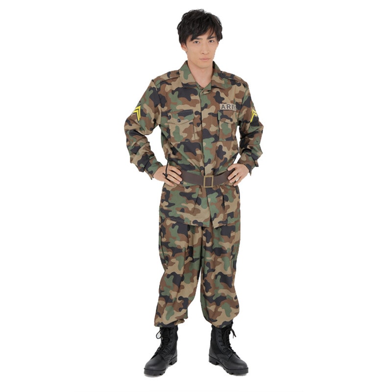 コスプレ 仮装 Patymo 迷彩ソルジャー 【 コスプレ 衣装 ハロウィン 仮装 コスチューム 服 メンズ アーミー サバイバルゲーム 兵士 軍人 男性用 余興 軍服 ミリタリー パーティーグッズ