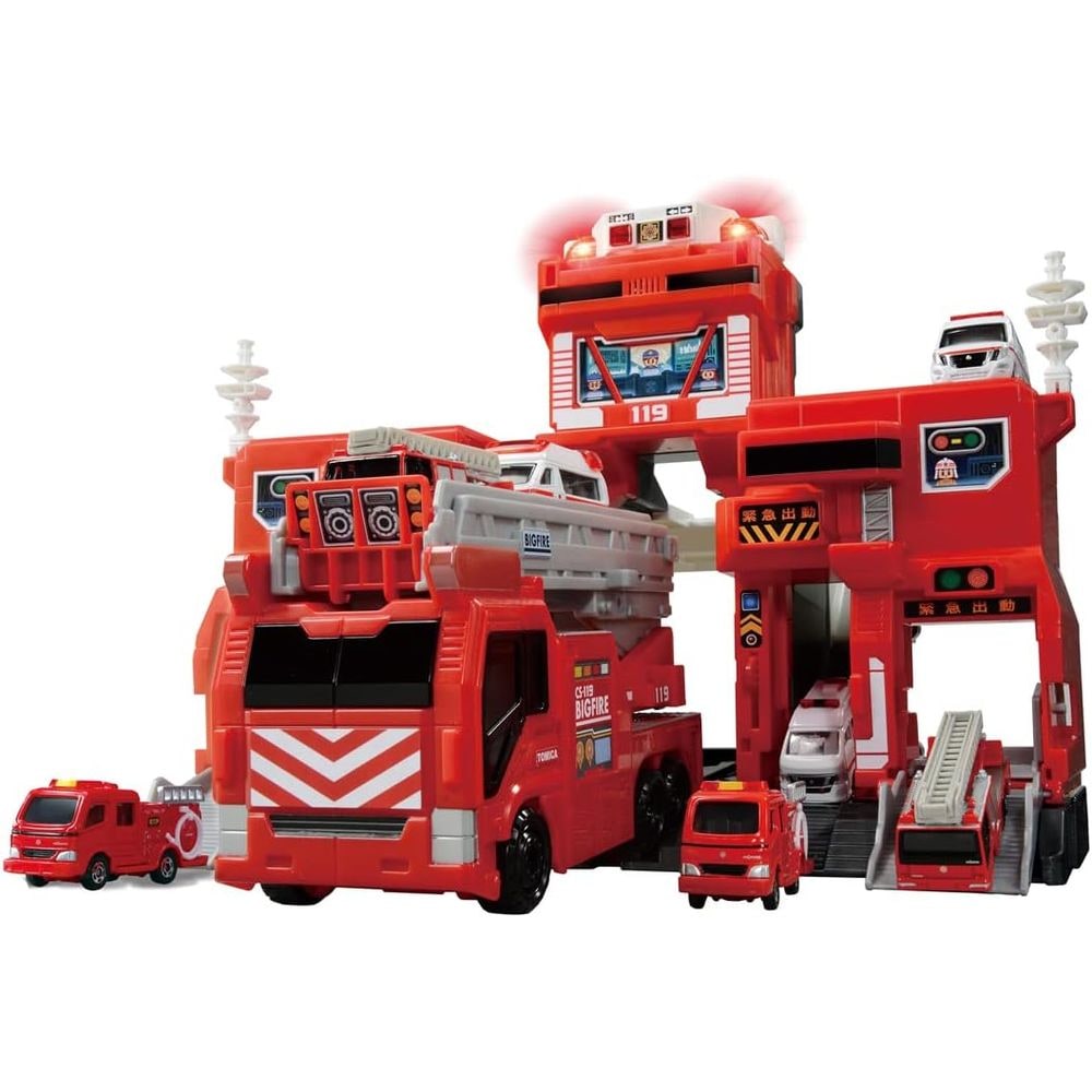 トミカワールド 変形出動 ! ビッグファイヤー & コマンドステーション おもちゃ 男子用 3歳以上 玩具安全基準合格 STマーク認証