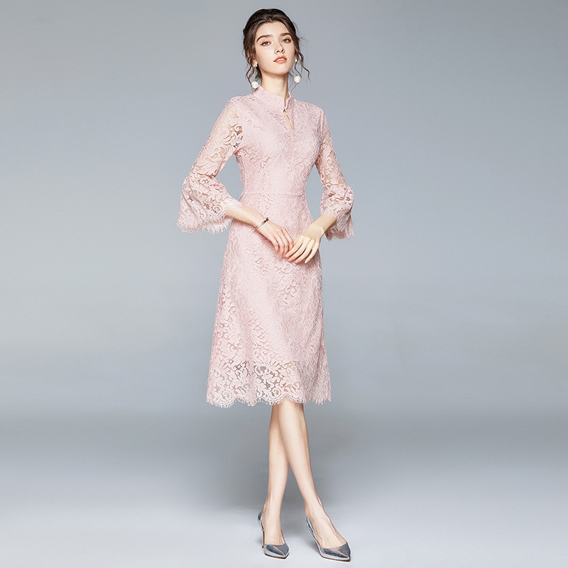 ワンピース チャイナワンピース 膝丈 ひざ丈 膝下 ひざ下 袖あり 7分袖 七分袖