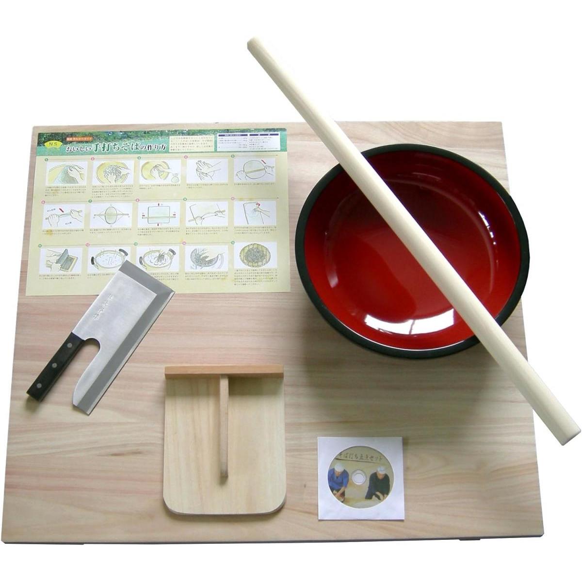 ナガノ産業 そば打ち 五点セット M DVD付 22392 4～5人食分 のし板 めん棒 麺切包丁 蕎麦 そばうち 年末 年越し お蕎麦 セット