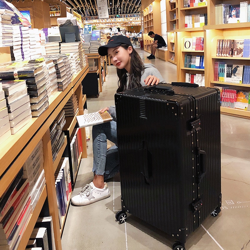 【迅速な出荷】厚手スーツケース 女子学生 トロリー パスワードボックス 男性 特大40スーツケース 50インチ 大容量 アルミフレーム ジッパーボックス