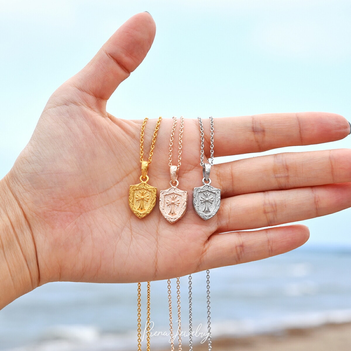 ネックレス メンズ サージカルステンレス ハワイアンジュエリー リバーシブル クロス プルメリア 波