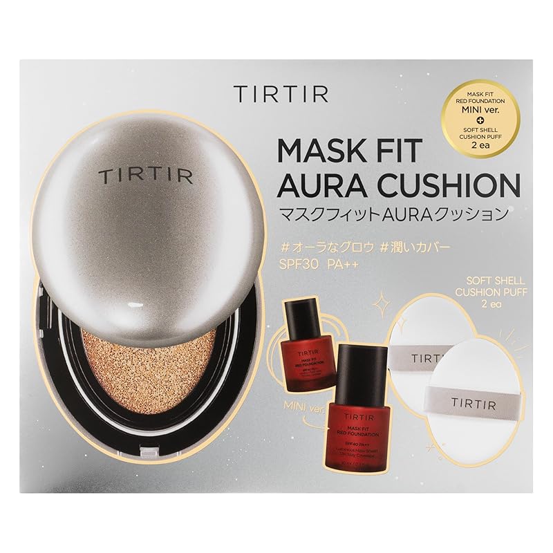 [TIRTIR] MASK FIT CUSHION SET 02 [ティルティル] マスクフィットクッションセット (本品18ｇ+レッドファンデーションミニ10ml+パフ2ea) AURA 23N