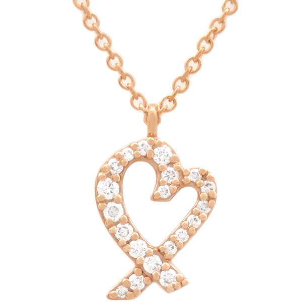 ティファニー Tiffany & Co ネックレス ラビングハート ダイヤ K18YG ダイヤモンド ローズゴールド ピンクゴールド パロマ ピカソ 【箱】【中古】