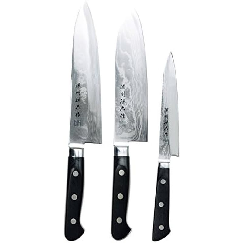 佐竹産業 濃州孫六作 ダマスカス包丁 3点セット 500B