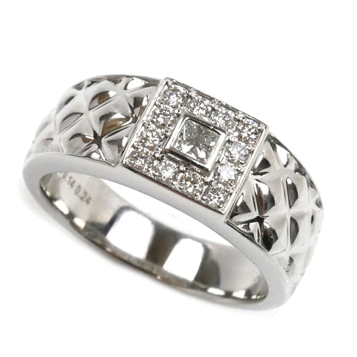 Pt900プラチナ リング・指輪 ダイヤモンド0.14ct/0.24ct 18号 13.3g メンズ 中古 美品
