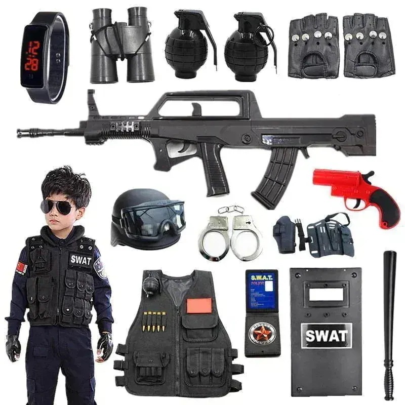 その他 【新品先発】子供用おもちゃの銃スーツと小さな服警察のおもちゃの男の子特殊部隊装備3610歳