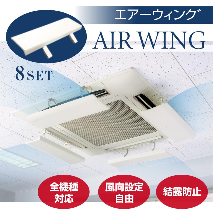 日本製 エアーウィング エアコン 風よけ 風向き 調整 空気循環 暖房 冷房 乾燥 風よけカバー 直撃風 風向調整 節電 業務用 オフィス 店舗 aw7-021-06-8set