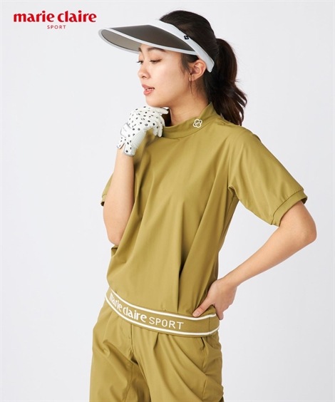レディーススポーツウェア marie claire sport マルチストレッチ半袖モックネックプルオーバー はっ水