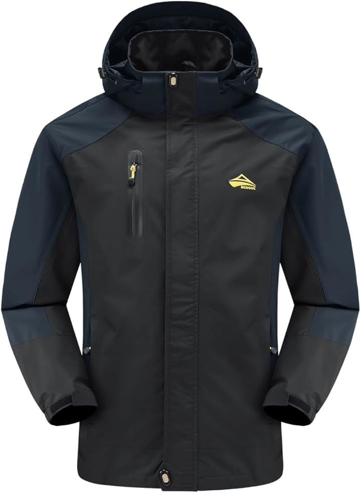 雨風に強い アウトドアジャケット メンズ 登山ウェア 防水 登山服 ウインドブレーカー マウンテンジャケット 防風 撥水(ブラック, 3XL)