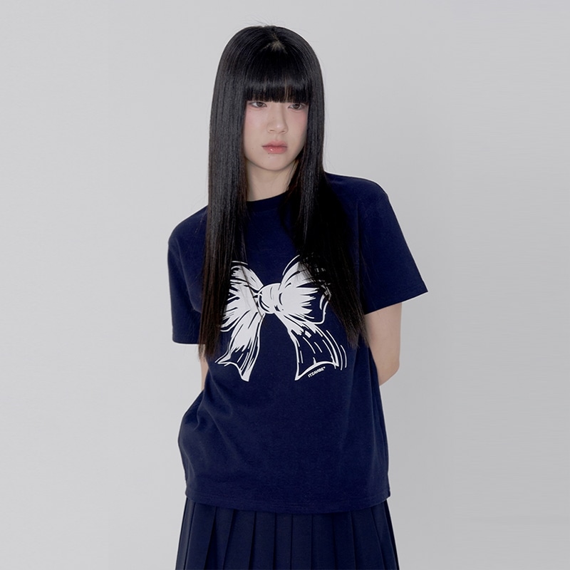 RIBBON LOGO SLIM FIT T SHIRT - NAVY 5,278円