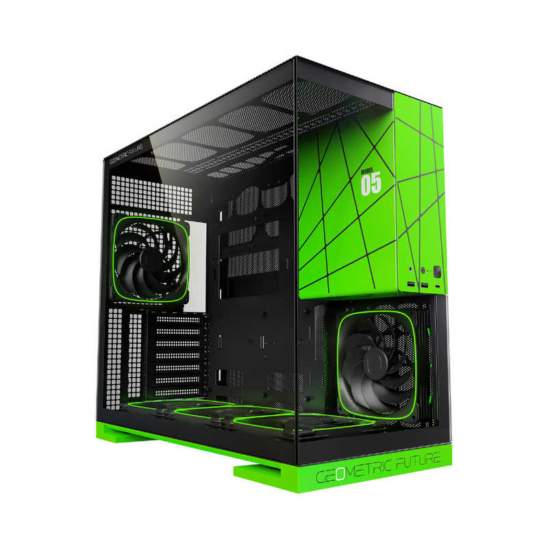 PCケース ［ATX / Micro ATX / Extended ATX / Mini-ITX］ Model 5 ブラック/グリーン　GF-M5-NV Edition PLUS