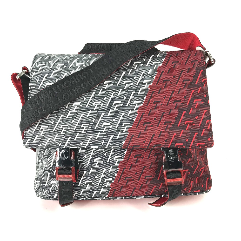 ショルダーバッグ 1205006 ルビクリック 総柄 斜め掛け 2WAY メッセンジャー ハンドバッグ ビジネスバッグ カバン ナイロン ブラック/レッド