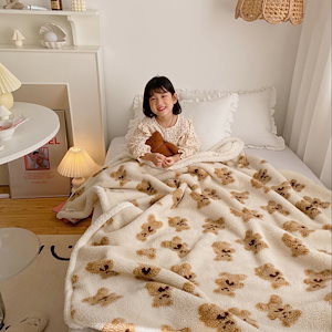 2色可愛い熊の絨毯保温ブランケット柔らかい可愛い秋冬のファッション毛布