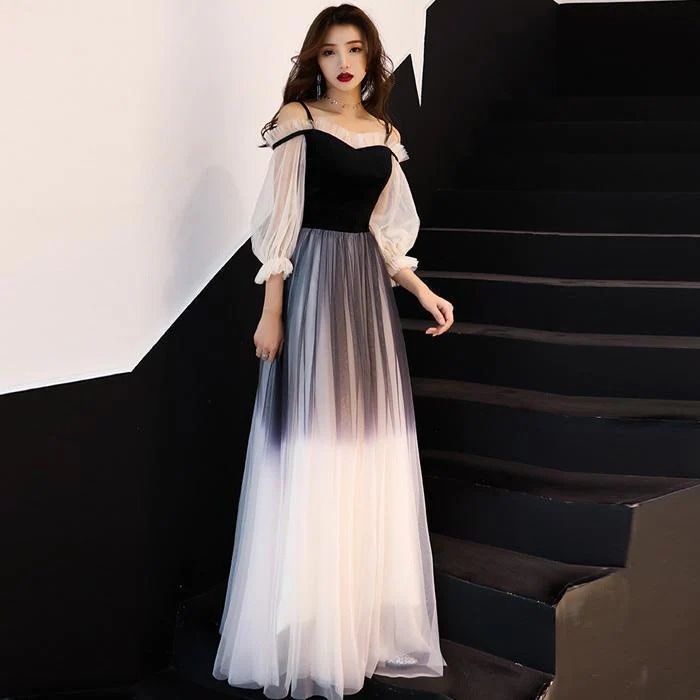 イブニングドレスワンショルダーワンピース2023新作ドレス高級スカート網糸グラデーションワンピース ドレス ワンピース 秋冬 パーティードレス ロングワンピース ニットワンピース シャツワンピース 6,759円