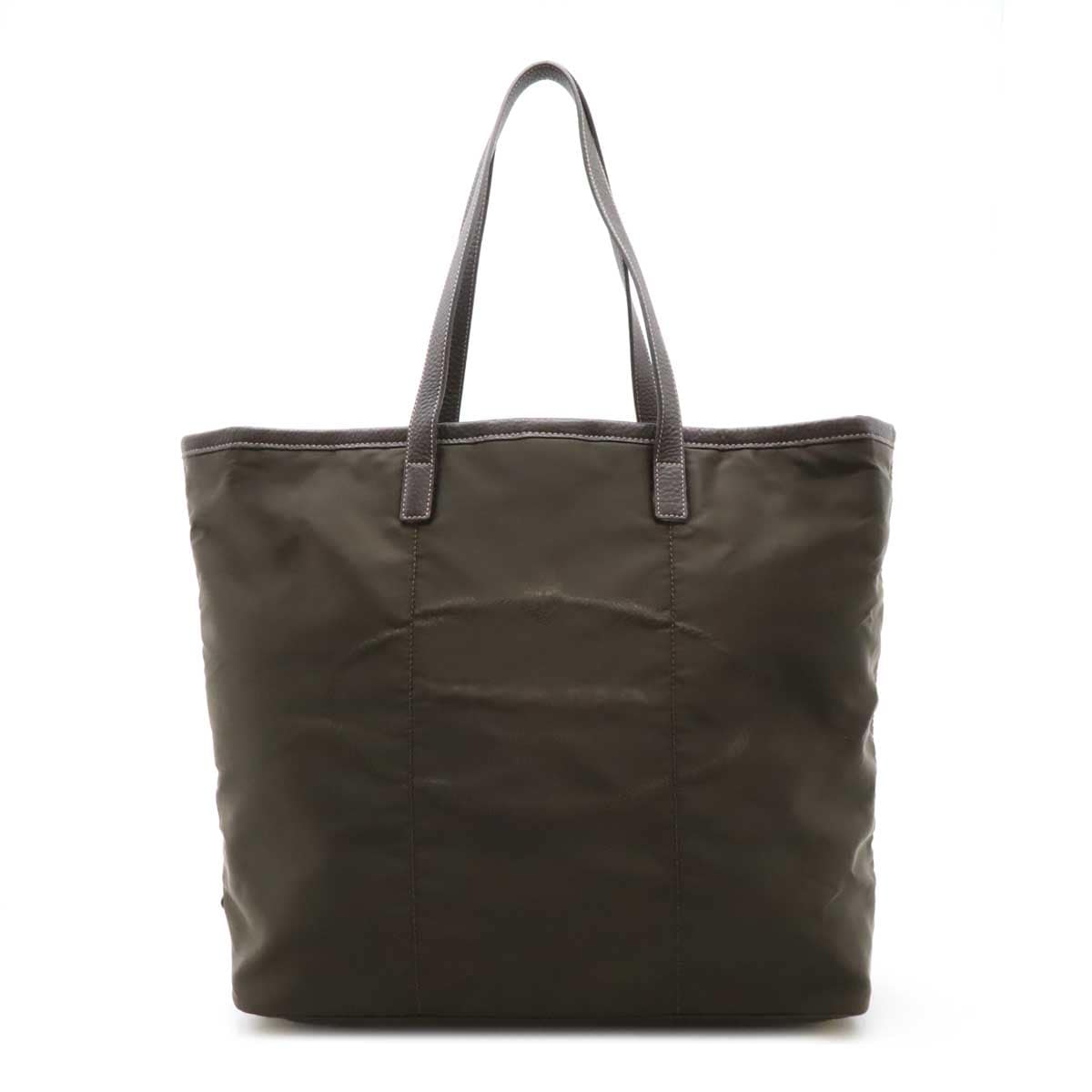 ロゴジャガード トートバッグ ショルダーバッグ セミショルダー ナイロン レザー CAFFE ダークカーキ ゴールド金具 BR463