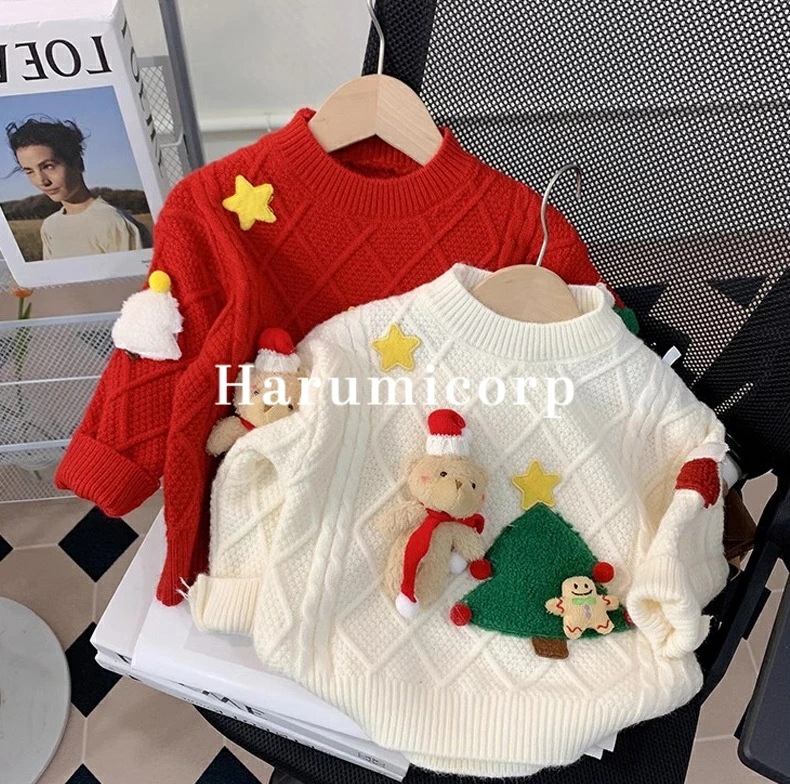 クリスマス セーター 子供95%綿 ニット セーター キッズ 子供服 女の子 男の子 長袖 秋 冬 トップス カットソー 洗える ラウンドネック ベビー服 暖かい 防寒 誕生日 お祝い プレゼント お