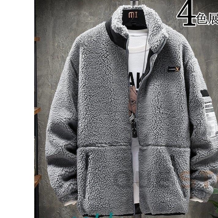 フリースボア メンズ シープボア スタンドカラー ブルゾン アウター フルジップアップ カジュアル レジャー 秋冬