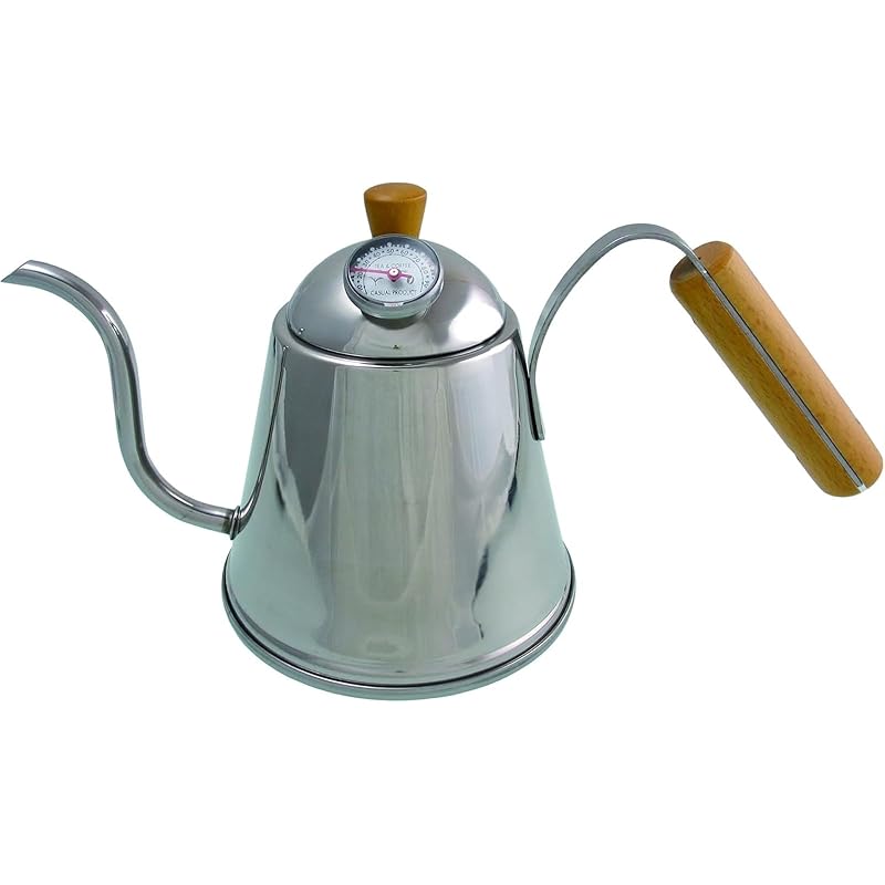 即納：青芳 CASUAL PRODUCT バールドリップポット サーモメーター付き 510564 日本製 ドリップケトル コーヒーケトル コーヒードリップポット 細口 木目