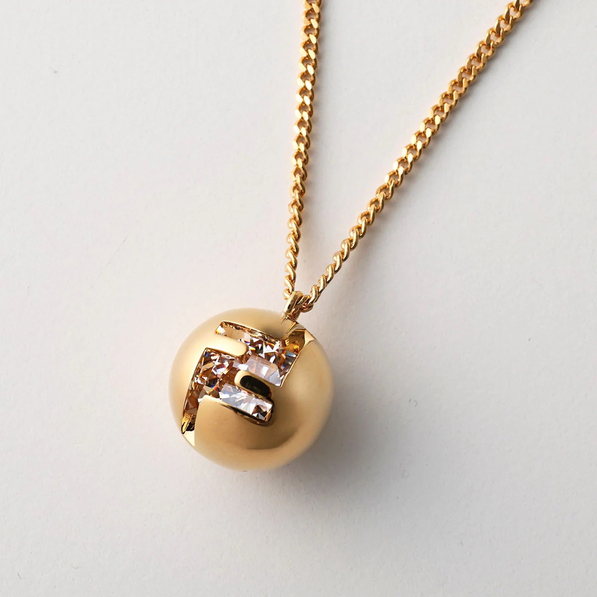FENDI フェンディ ネックレス SPHERE スフィア 8AL133 ATEP レディース ペンダント クリスタル メタル ロゴ アクセサリー F1UDD/ORO-SOFT+CRYST