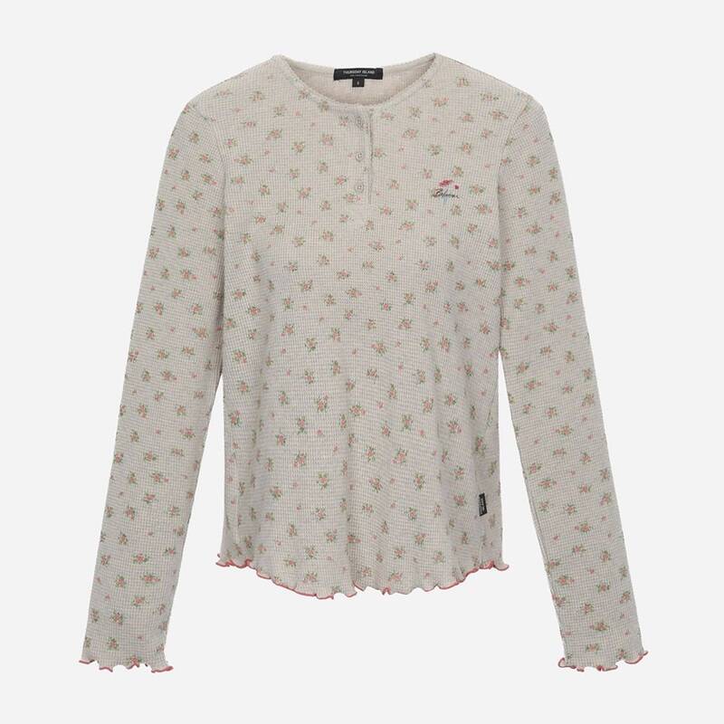 フラワーヘンリーネックTシャツ T262MTS138W
