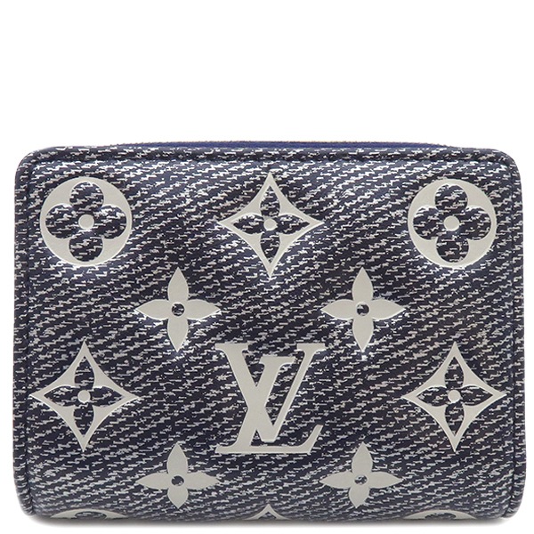 ルイヴィトン LOUIS VUITTON 二つ折り財布 ポルトフォイユ ルー ラムスキン デニム ゴールド金具 ジャガードデニム M82525 RFID 【箱】【中古】