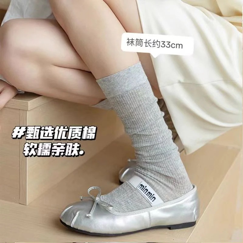 （NEW)ミュウバレエ 中空カーフ カーフソックス 夏 薄手 春秋 ロングパイルソックス ロングメッシュ グレーソックス