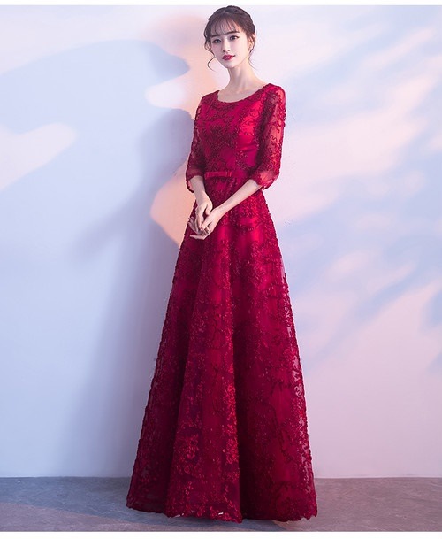 A1072.Uネックシースルーレースワンピース 2019 春夏 sale 春夏 sale ドレス 五分袖 フレア リボン エレガント お呼ばれ 結婚式 披露宴 パーティー 女子会 レストラン デート
