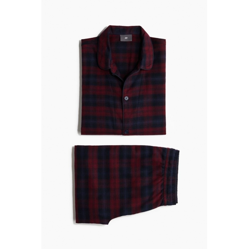 H&M フランネルパジャマダークブルー/ダークレッドチェック 8,988円
