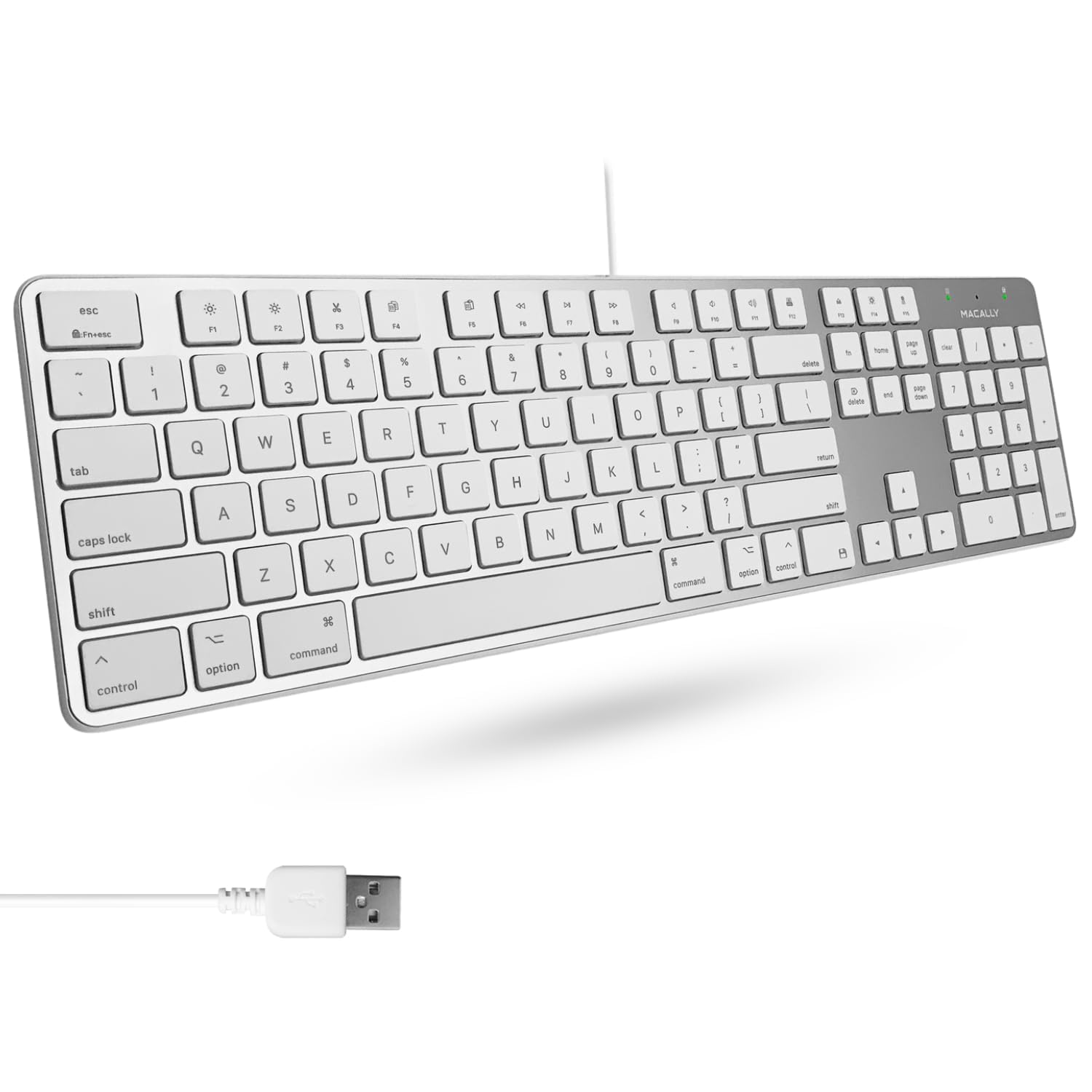 Macally 超薄型 USB A 有線キーボード テンキー付き Apple Mac ProMacBook Pro/AiriMacMac Miniラップトップ コンピュータWindows デ