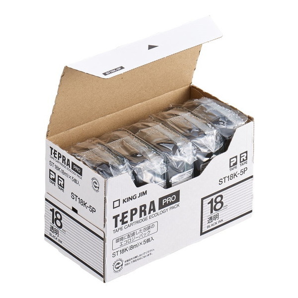 ST18K-5P テプラPROテープエコパック 透明ラベル5個入