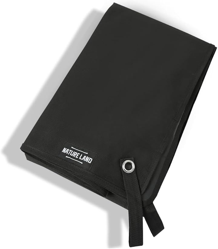 キャンプインストラクター推薦 グランドシート テントシート 厚手 198x148cm 防水 耐水圧8000mm 軽量 アウトドア 登山 ピクニック 収納バッグ付き LAND( ブラック)