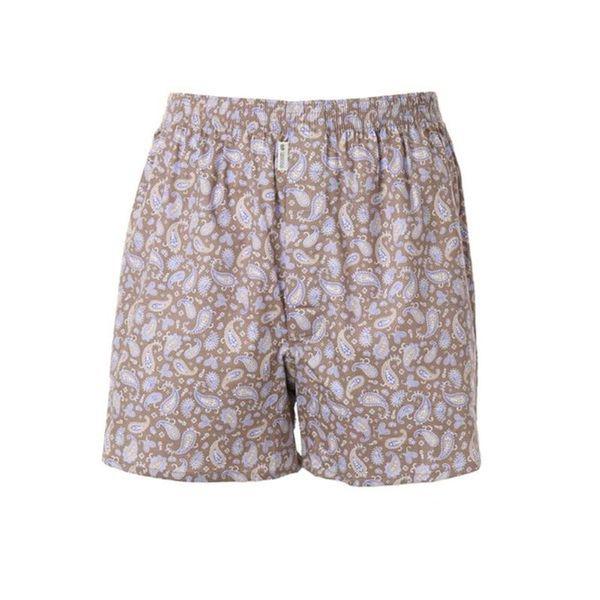 男性)綿70番手 朱子生地 ソフトなペイズリー捺染トランクスパンツ(WMP5427 BR)..[35498857]