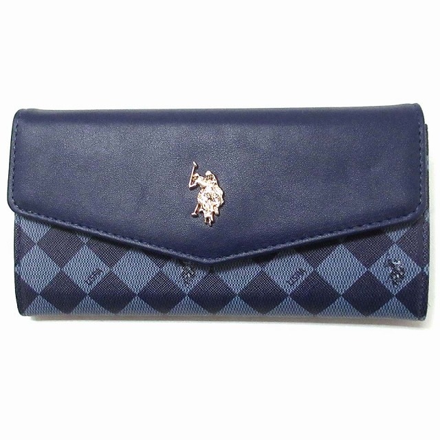 U.S. POLO ASSN. ユーエスポロアッスン サイフ ダイヤモンド ラージ フラップ ウォレット 長財布 27A195AA BLBK