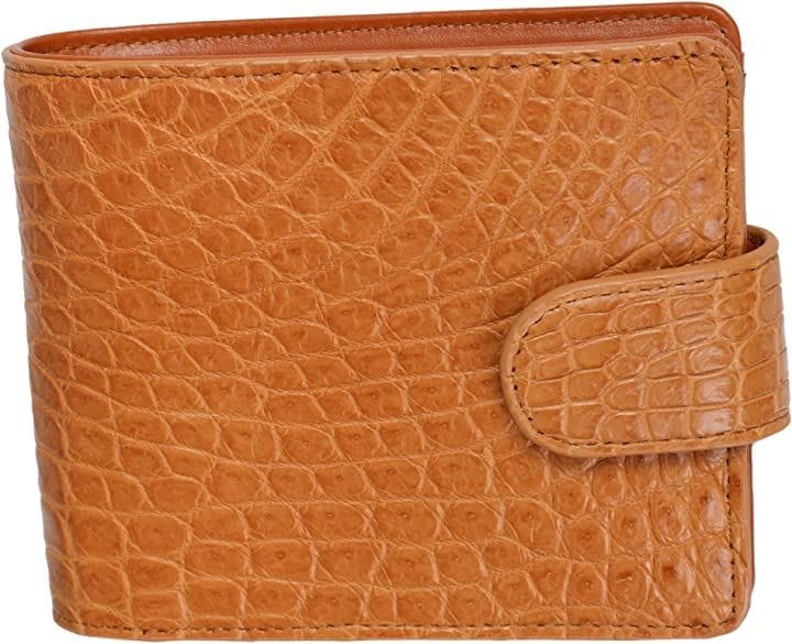 クロコダイル 2つ折り 財布 スナップ付き ミニ財布( Light Brown)