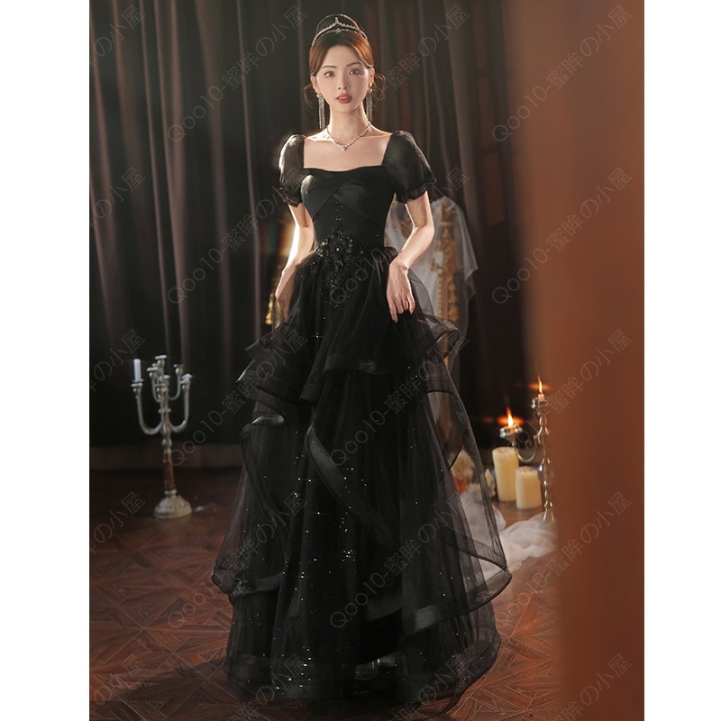 ドレス 披露宴 花嫁 パーティードレス 二次会 コンサート 結婚式 カラードレス 演奏会 ウェディング カクテルドレス ブラック-64