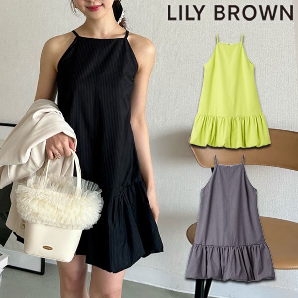 【SALE10%OFF】【即納】 リリーブラウン LILY BROWN ワンピース 25春夏 バルーンミニワンピース ノースリーブ ミニ丈 lwfo251109