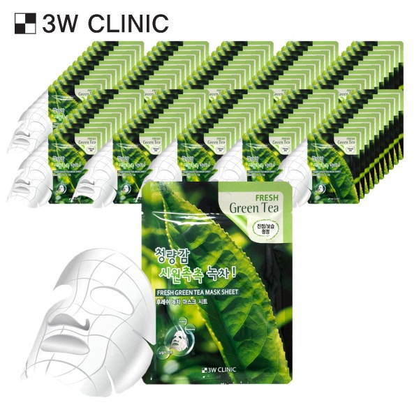 3WCLINICフレッシュ緑茶マスクシート100枚