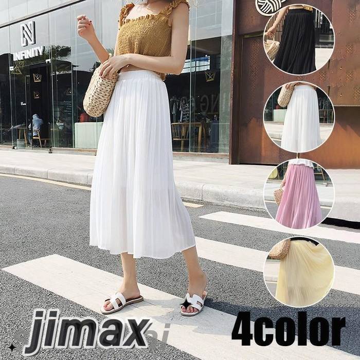 プリーツスカート レディース シフォン 夏 スカート 韓国風 Aライン 大きいサイズ ロング丈 フレア オシャレ 着痩せ コーデ マキシ丈 きれいめ ゆったり プレゼント