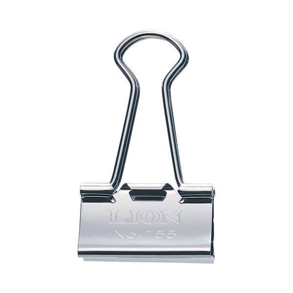 （まとめ） ライオン事務器 バインダークリップニッケルメッキ 大 口幅32mm No.155N 1箱（10個） (×10セット)