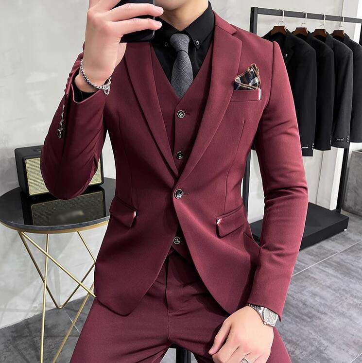 【新品セール 】高級感 スリムスーツ メンズ フォーマル スーツ 紳士服 披露宴 二次会 韓国風 ビジネススーツ シングルスーツ 結婚式スーツ 2/3/4点セット ジャケット+パンツ+ベスト+シャツ