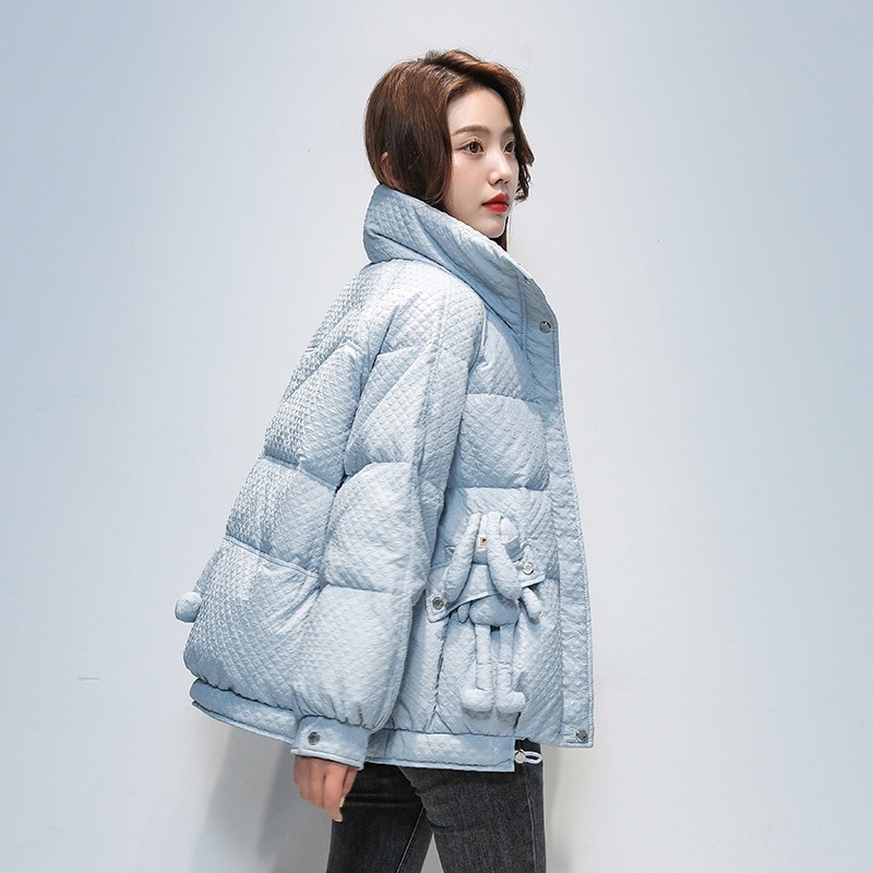 ダウンジャケット 女性 2021 冬 新型 うさぎ ショートスタイル ファッション ゆったり 痩せ