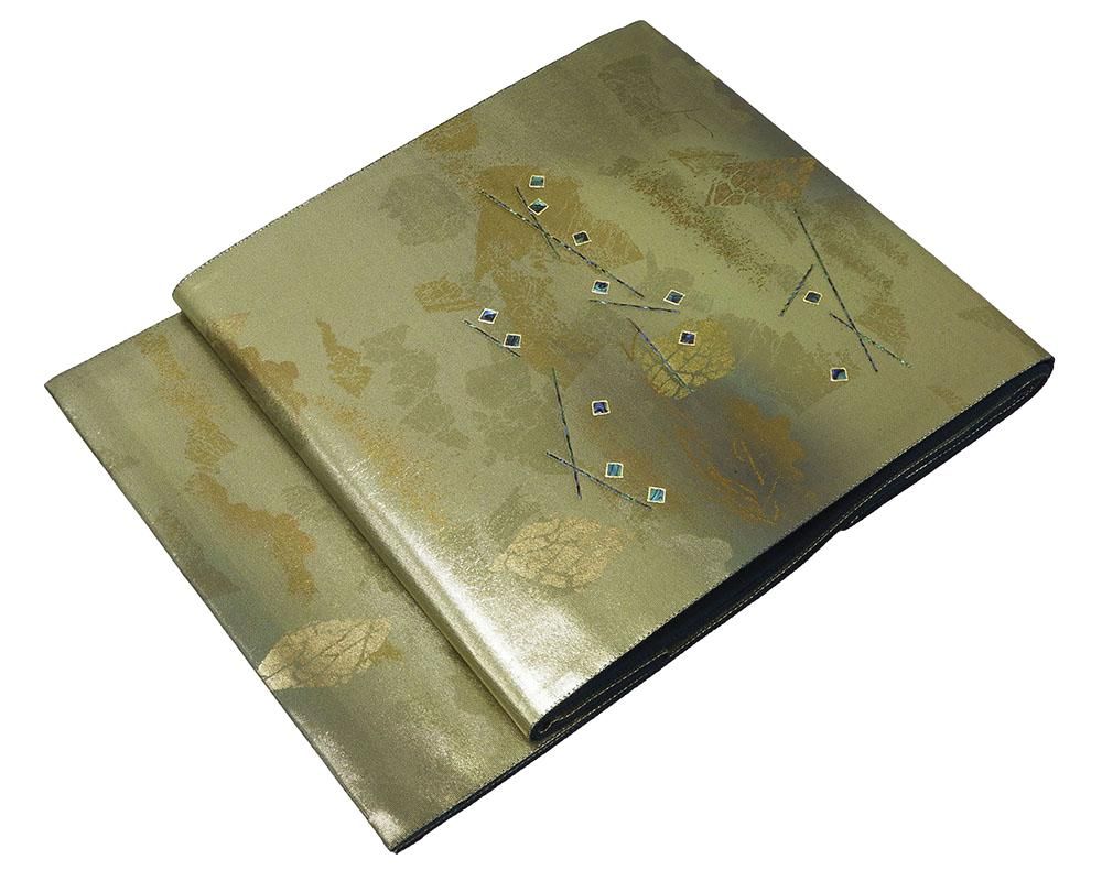 袋帯 新品仕立済 正絹 西陣 螺鈿作家 藤本隆士作 幾何模様 袋帯 新品 仕立て上がり g2724