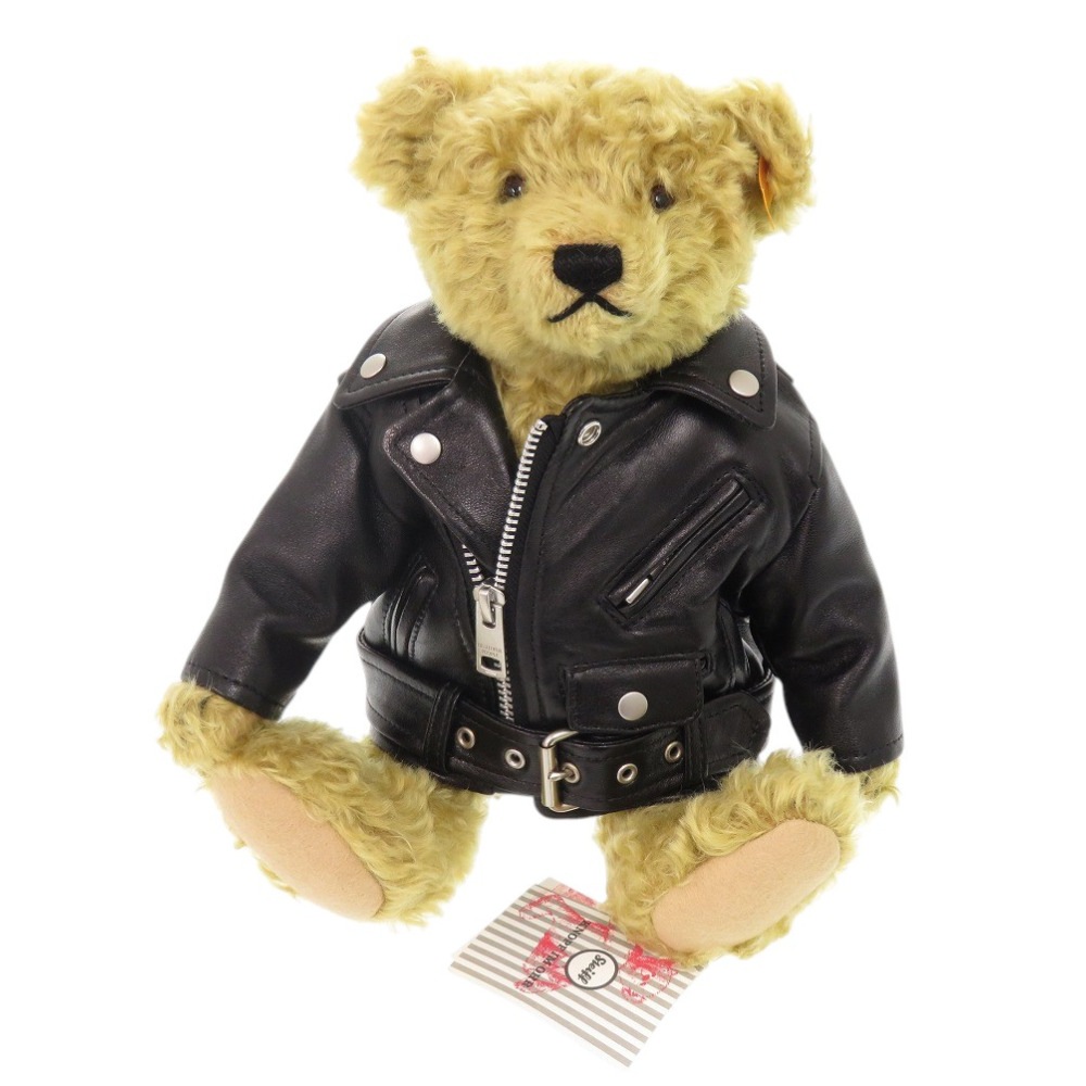 新品同様 steiff ライダース ベア ウォレット ぬいぐるみ モヘア/シープレザー ライトブラウン 1564【中古】 ユニセックス