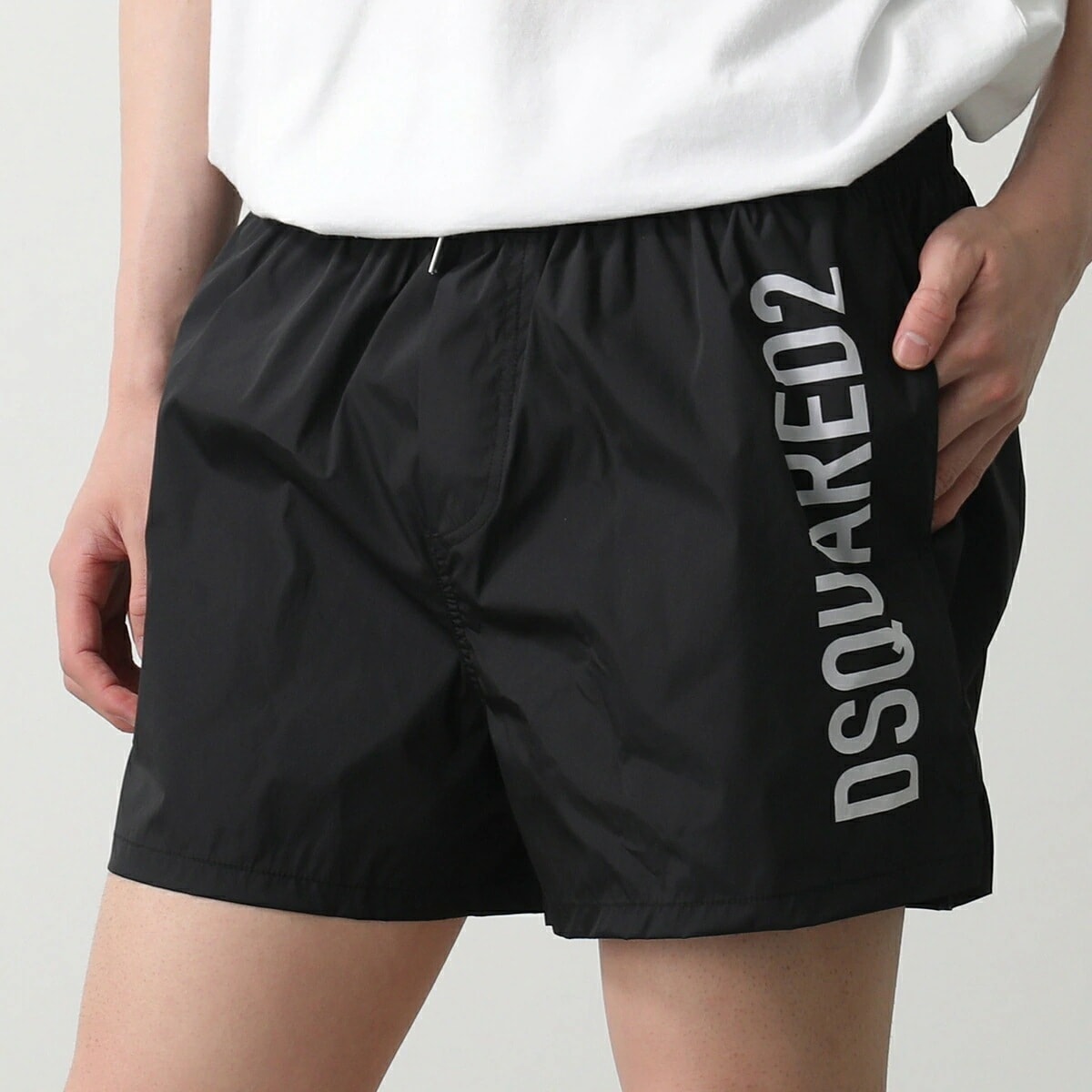 DSQUARED2 ディースクエアード スイムウェア BOXER MIDI D7B646000 メンズ ショートパンツ ロゴ 水着 水陸両用 クリアポーチ付き 010